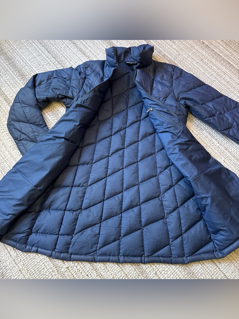 Patagonia Womans Tres Parka Goose Down Women’s Large Navy Blue Jacket Read Desc - Picture 13 of 16